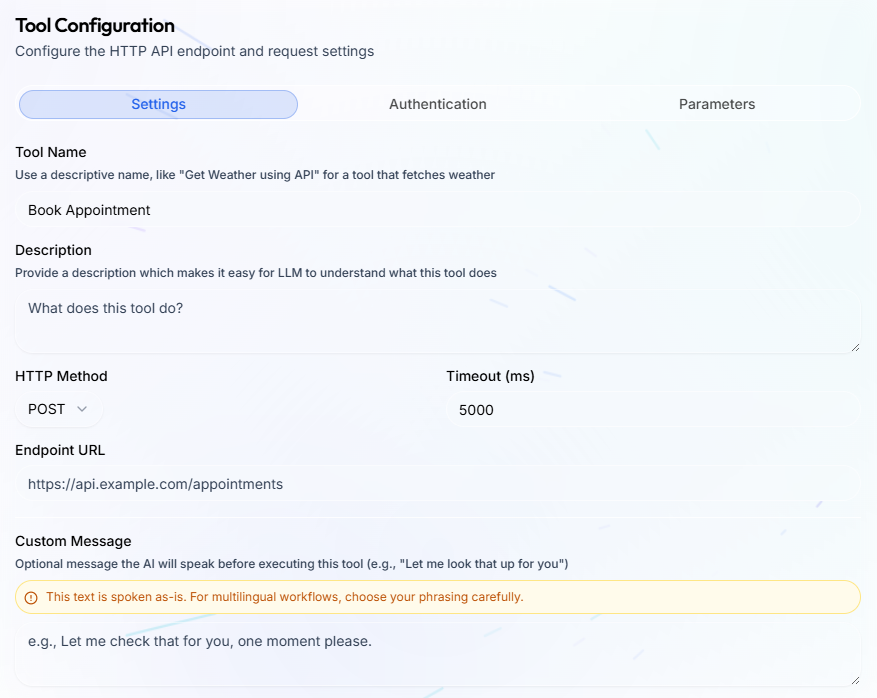 Tool Description Example